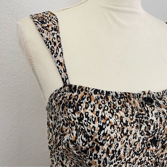 Volcom 1 Minute More Leopard Print Pocket Button Down Mini Dress Small NEW - Picture 3 of 13